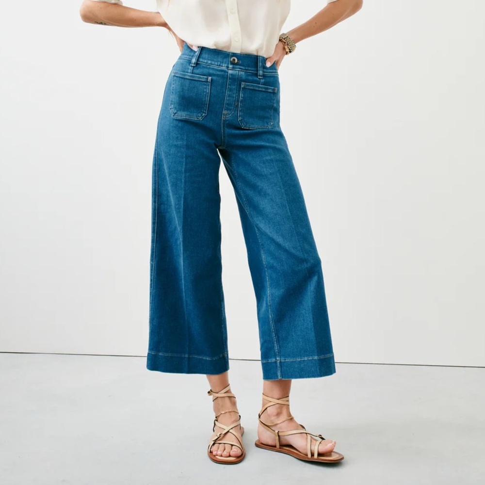SPANX SPANXshape™ Original EveryWear Cropped Wide Leg Jeans w/ Patch Pockets